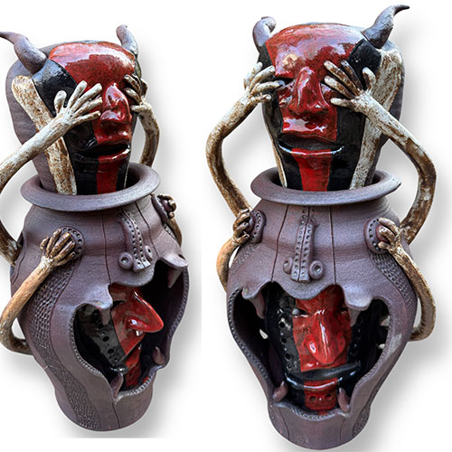 Feliciano Abaurre 18" Bold & Expressive Face Jug DP5857